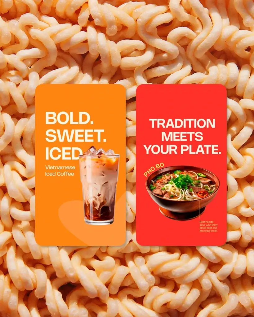 Design de stories para redes sociais do restaurante vietnamita Nôm